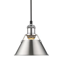 Golden 3306-S CH-PW - Yep by Golden Lighting Orwell 1-light 8in Pendant in Chrome and Pewter shade